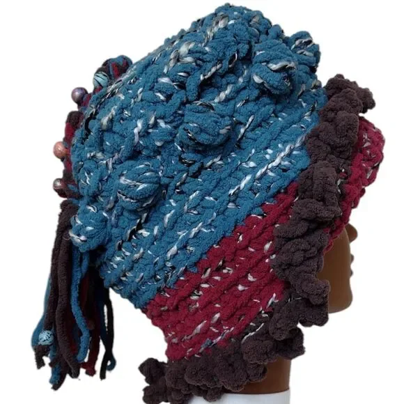 Slouchy, Boho Hat OOAK Handmade Crochet Free Hand Women's One Size - Picture 5 of 11